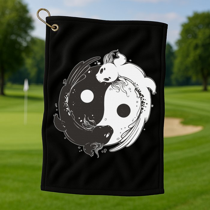 Yin Yang Axolotls  Zen Axolotl Meditation Yoga   Golf Towel