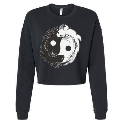 Yin Yang Axolotls  Zen Axolotl Meditation Yoga   Cropped Pullover Crew