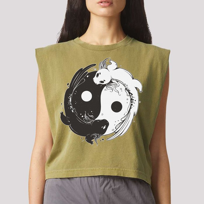 Yin Yang Axolotls  Zen Axolotl Meditation Yoga   Garment-Dyed Women's Muscle Tee