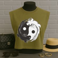 Yin Yang Axolotls  Zen Axolotl Meditation Yoga   Garment-Dyed Women's Muscle Tee