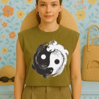 Yin Yang Axolotls  Zen Axolotl Meditation Yoga   Garment-Dyed Women's Muscle Tee