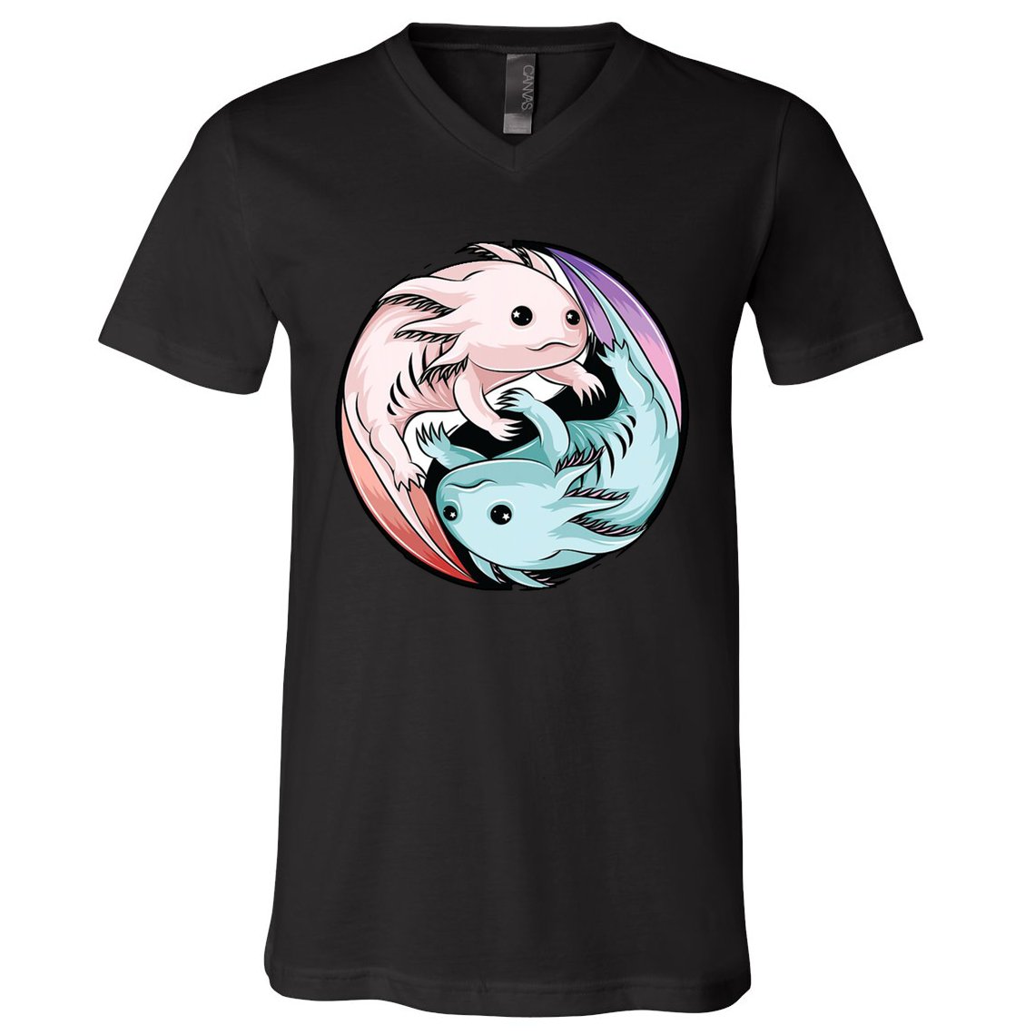Ying Yang Axolotls V-Neck T-Shirt