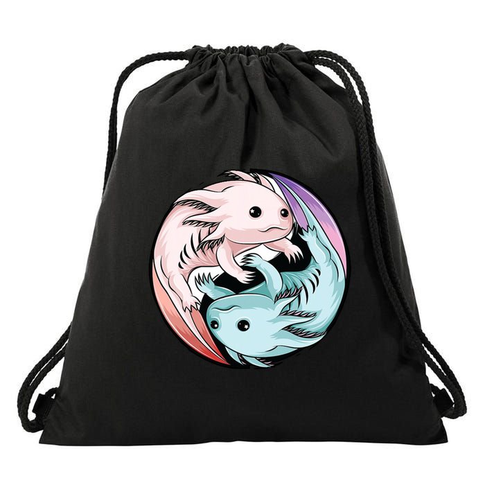 Ying Yang Axolotls Drawstring Bag