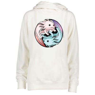 Ying Yang Axolotls Womens Funnel Neck Pullover Hood