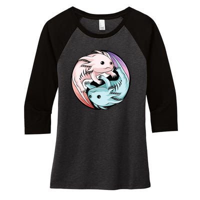 Ying Yang Axolotls Women's Tri-Blend 3/4-Sleeve Raglan Shirt