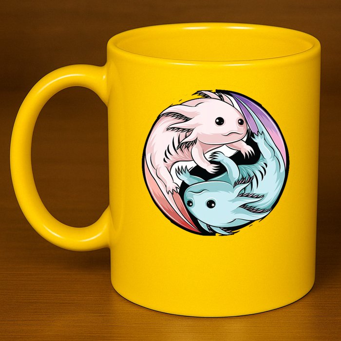 Ying Yang Axolotls 11oz C Handle Ceramic Mug