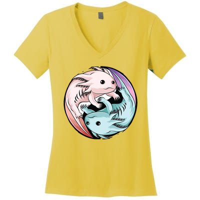 Ying Yang Axolotls Women's V-Neck T-Shirt