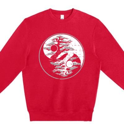 Yin Yang Bonsai Tree Spiritual Enso Circle Yoga Gift Idea Gift Premium Crewneck Sweatshirt