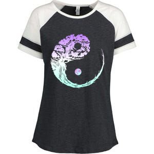 Yin Yang Bonsai Tree Japanese Gardening Zen Buddhist Funny Gift Enza Ladies Jersey Colorblock Tee