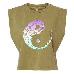 Yin Yang Bonsai Tree Japanese Gardening Zen Buddhist Funny Gift Garment-Dyed Women's Muscle Tee