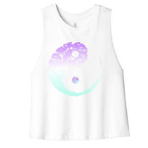 Yin Yang Bonsai Tree Japanese Gardening Zen Buddhist Funny Gift Women's Racerback Cropped Tank