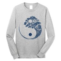 Yin Yang Blue Bonsai Tree Japanese Buddhist Zen Long Sleeve Shirt