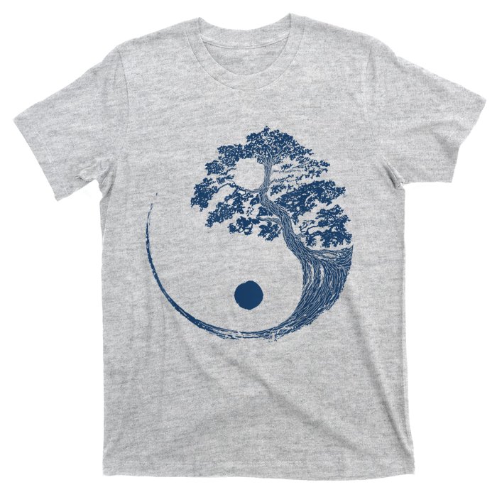 Yin Yang Blue Bonsai Tree Japanese Buddhist Zen T-Shirt