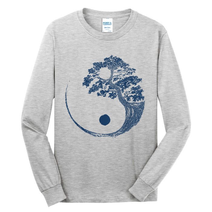 Yin Yang Blue Bonsai Tree Japanese Buddhist Zen Tall Long Sleeve T-Shirt