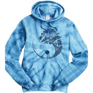 Yin Yang Blue Bonsai Tree Japanese Buddhist Zen Tie Dye Hoodie