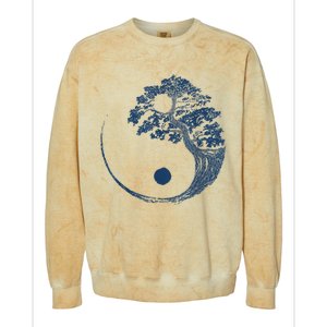 Yin Yang Blue Bonsai Tree Japanese Buddhist Zen Colorblast Crewneck Sweatshirt