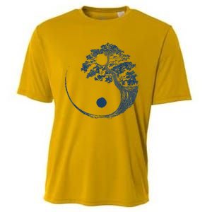 Yin Yang Blue Bonsai Tree Japanese Buddhist Zen Cooling Performance Crew T-Shirt