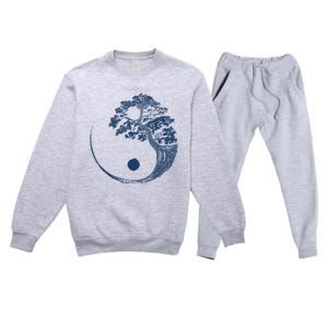 Yin Yang Blue Bonsai Tree Japanese Buddhist Zen Premium Crewneck Sweatsuit Set