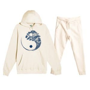 Yin Yang Blue Bonsai Tree Japanese Buddhist Zen Premium Hooded Sweatsuit Set