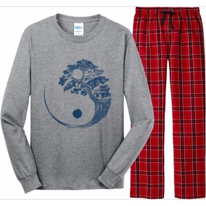 Yin Yang Blue Bonsai Tree Japanese Buddhist Zen Long Sleeve Pajama Set