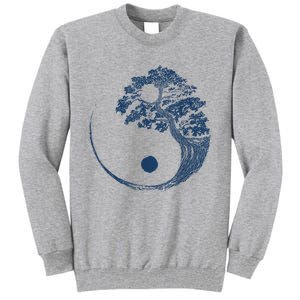 Yin Yang Blue Bonsai Tree Japanese Buddhist Zen Tall Sweatshirt