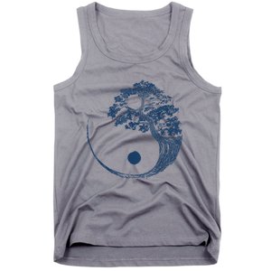 Yin Yang Blue Bonsai Tree Japanese Buddhist Zen Tank Top