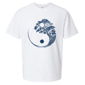 Yin Yang Blue Bonsai Tree Japanese Buddhist Zen Sueded Cloud Jersey T-Shirt