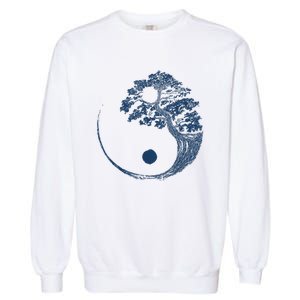 Yin Yang Blue Bonsai Tree Japanese Buddhist Zen Garment-Dyed Sweatshirt