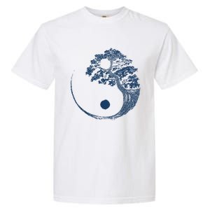 Yin Yang Blue Bonsai Tree Japanese Buddhist Zen Garment-Dyed Heavyweight T-Shirt