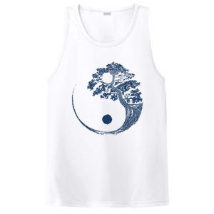 Yin Yang Blue Bonsai Tree Japanese Buddhist Zen PosiCharge Competitor Tank