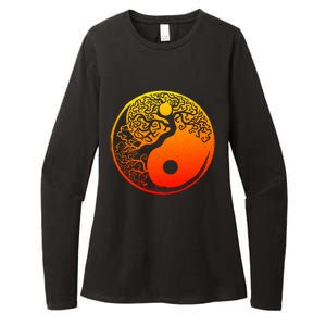 Yin Yang Bonsai Tree Japanese Cute Gift Golden Sun Buddhist Zen Womens CVC Long Sleeve Shirt