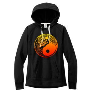 Yin Yang Bonsai Tree Japanese Cute Gift Golden Sun Buddhist Zen Women's Fleece Hoodie