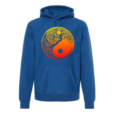 Yin Yang Bonsai Tree Japanese Cute Gift Golden Sun Buddhist Zen Premium Hoodie