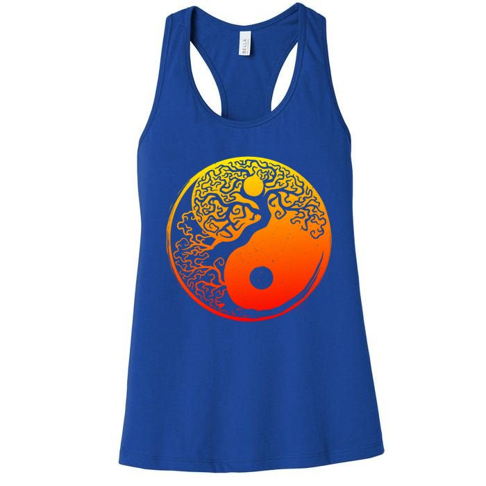 Yin Yang Bonsai Tree Japanese Cute Gift Golden Sun Buddhist Zen Women's Racerback Tank