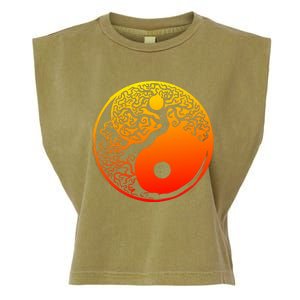 Yin Yang Bonsai Tree Japanese Cute Gift Golden Sun Buddhist Zen Garment-Dyed Women's Muscle Tee