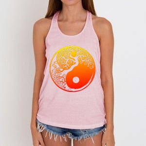 Yin Yang Bonsai Tree Japanese Cute Gift Golden Sun Buddhist Zen Women's Knotted Racerback Tank