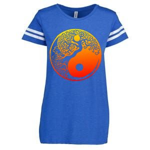 Yin Yang Bonsai Tree Japanese Cute Gift Golden Sun Buddhist Zen Enza Ladies Jersey Football T-Shirt