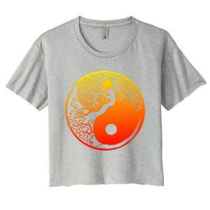 Yin Yang Bonsai Tree Japanese Cute Gift Golden Sun Buddhist Zen Women's Crop Top Tee