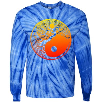 Yin Yang Bonsai Tree Japanese Gift Golden Sun Buddhist Zen Tie-Dye Long Sleeve Shirt