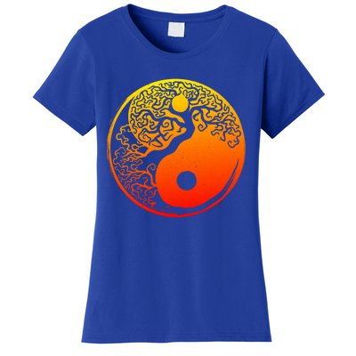 Yin Yang Bonsai Tree Japanese Gift Golden Sun Buddhist Zen Women's T-Shirt