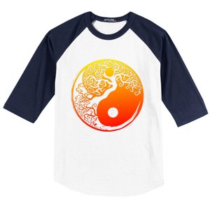 Yin Yang Bonsai Tree Japanese Gift Golden Sun Buddhist Zen Baseball Sleeve Shirt