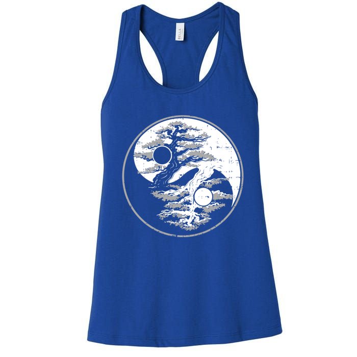 Yin Yang Bonsai Tree Spiritual Enso Circle Yoga Gift Idea Funny Gift Women's Racerback Tank