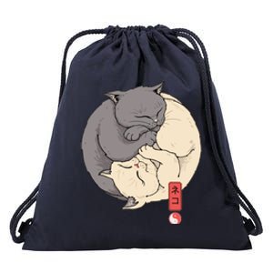 Yin Yang Cats Drawstring Bag