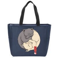 Yin Yang Cats Zip Tote Bag