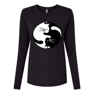 Ying Yang Cat Essential Womens Cotton Relaxed Long Sleeve T-Shirt