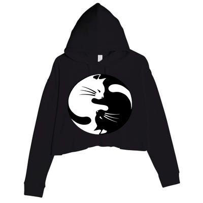 Ying Yang Cat Essential Crop Fleece Hoodie