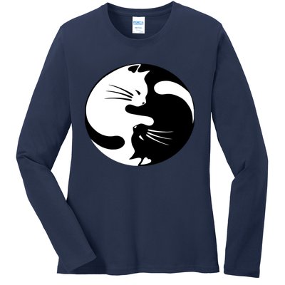 Ying Yang Cat Essential Ladies Long Sleeve Shirt