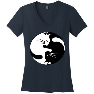 Ying Yang Cat Essential Women's V-Neck T-Shirt