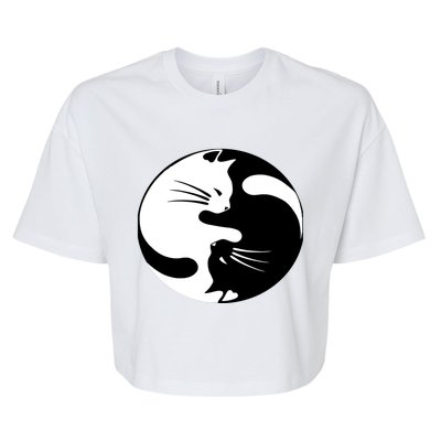 Ying Yang Cat Essential Bella+Canvas Jersey Crop Tee