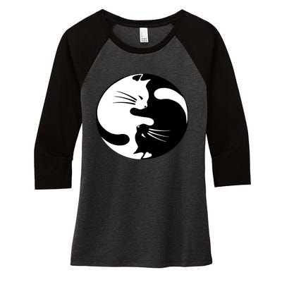 Ying Yang Cat Essential Women's Tri-Blend 3/4-Sleeve Raglan Shirt